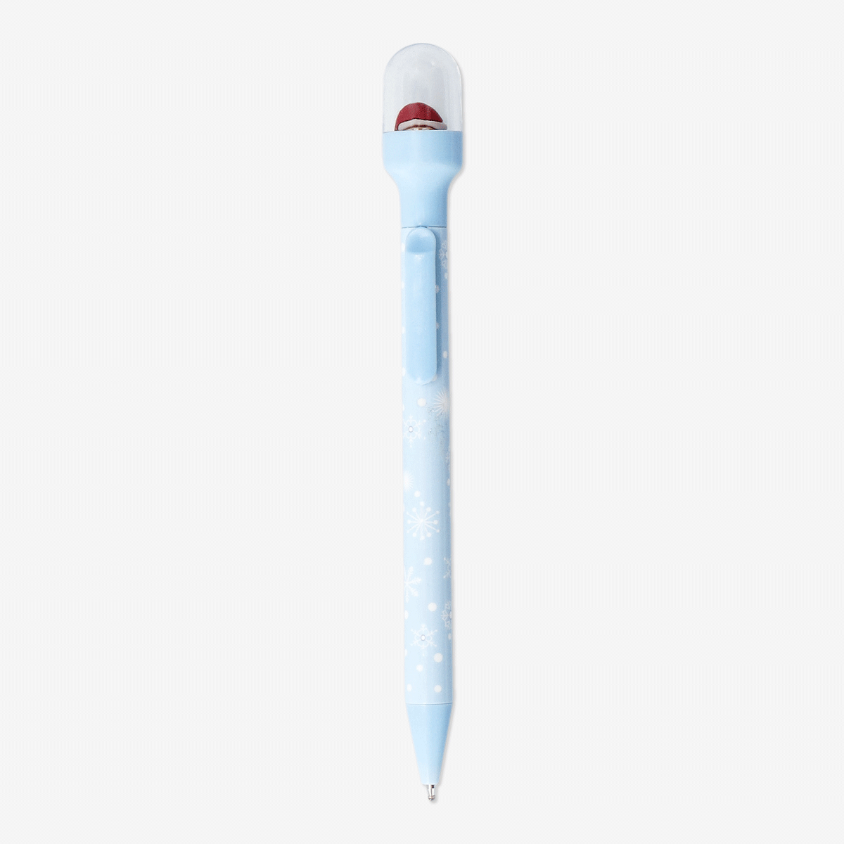 Flying Tiger Copenhagen office ballpoint pen featuring a playful hide and seek Santa design for festive writing fun.