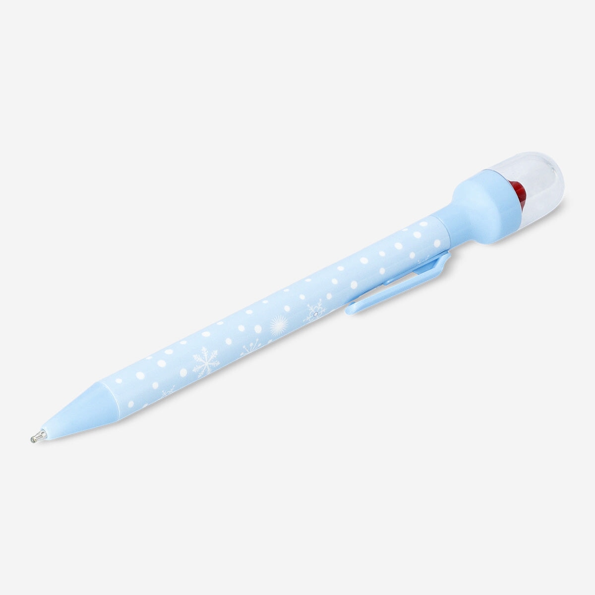 Flying Tiger Copenhagen office ballpoint pen featuring a playful hide and seek Santa design on the pen body.