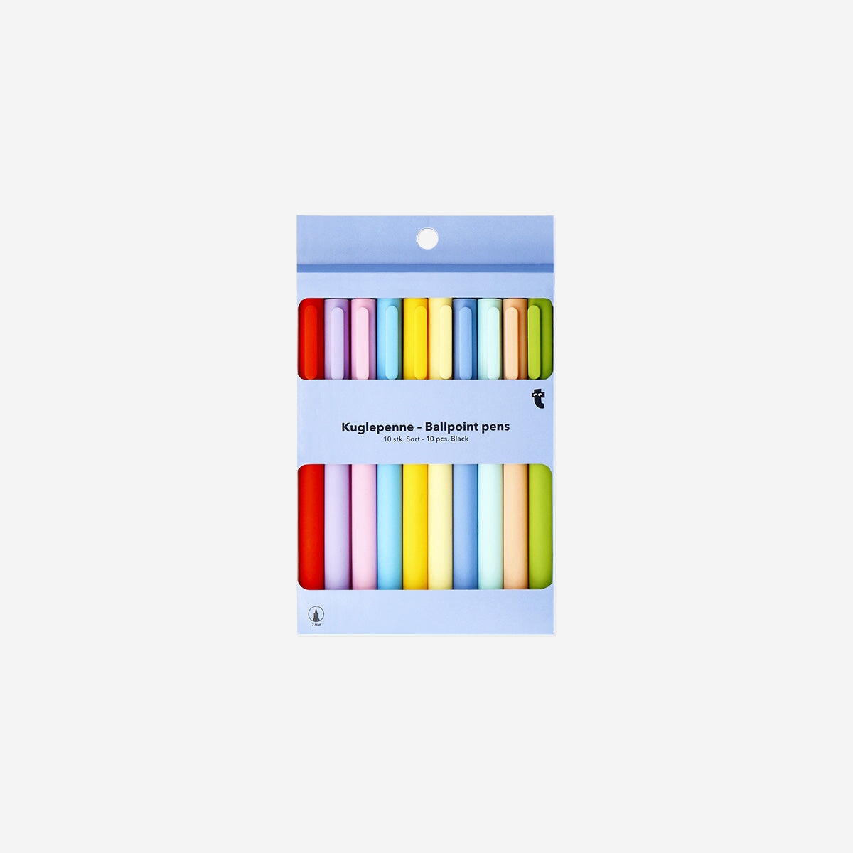 Set of 10 Flying Tiger Copenhagen office ballpoint pens with colorful ink and sleek design for everyday writing tasks.