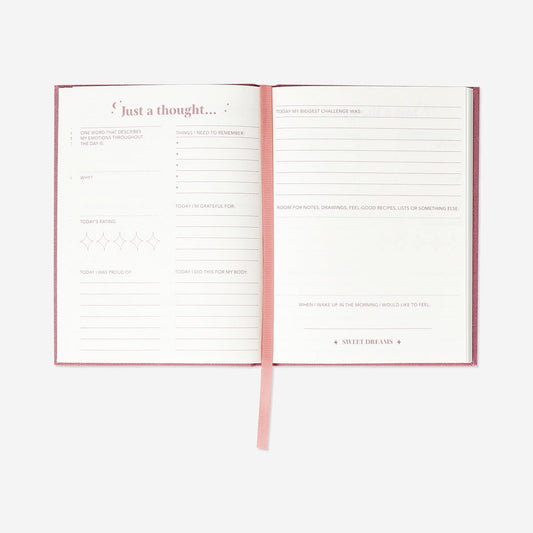 Bedtime diary with linen cover - English