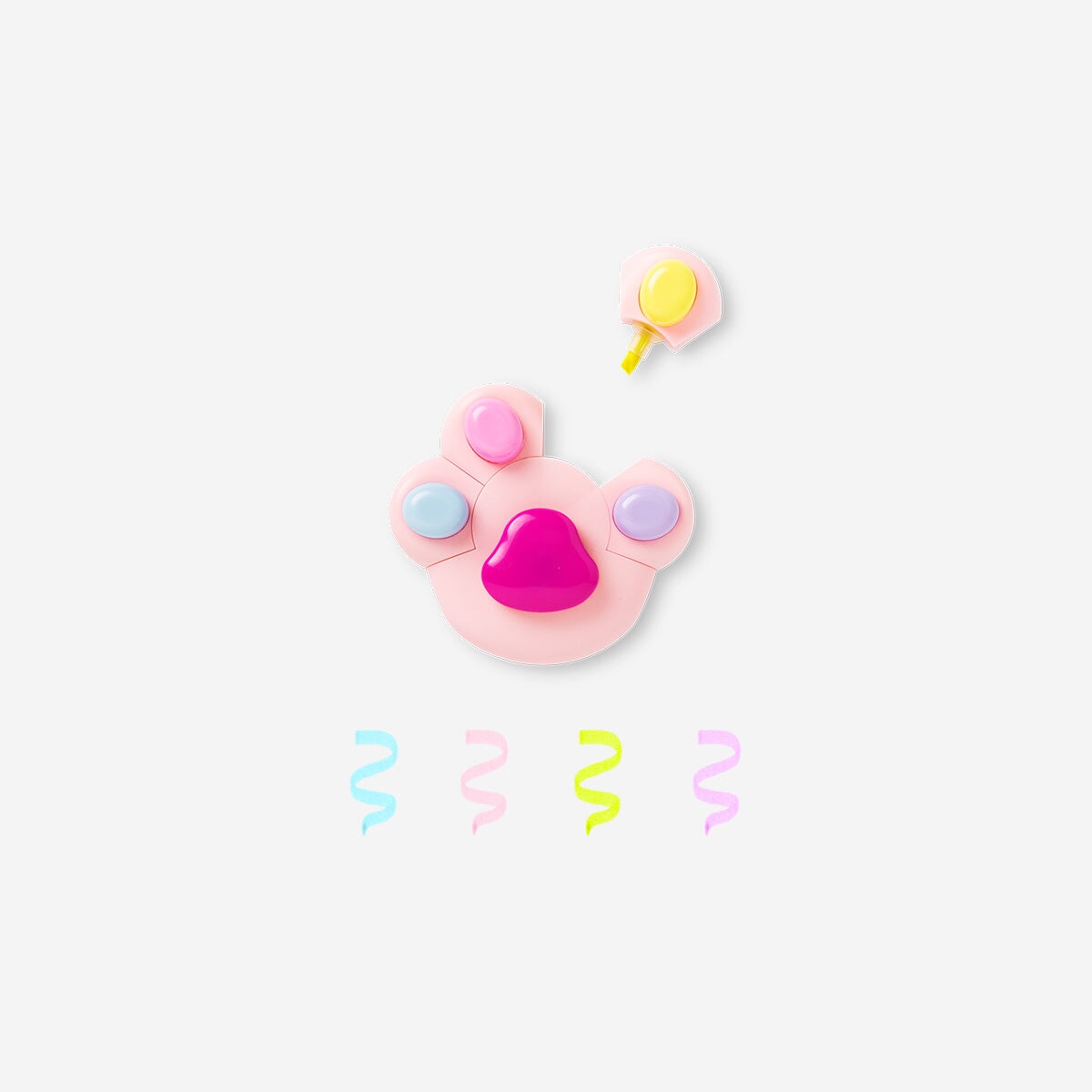 Set of vibrant highlighters featuring big paw designs from Flying Tiger Copenhagen, ideal for office and study use.
