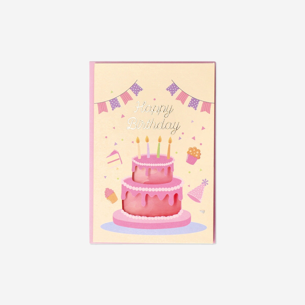 Birthday card with two tier cake office Flying Tiger Copenhagen 