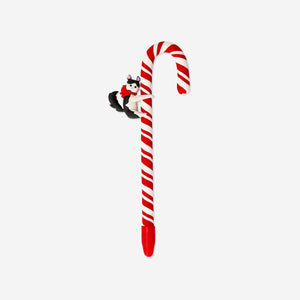 Flying Tiger Copenhagen candy cane ballpoint pen with black ink, featuring a festive red and white candy cane design.