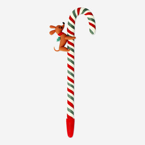 Candy cane shaped ballpoint pen from Flying Tiger Copenhagen, designed for office use with festive holiday style.