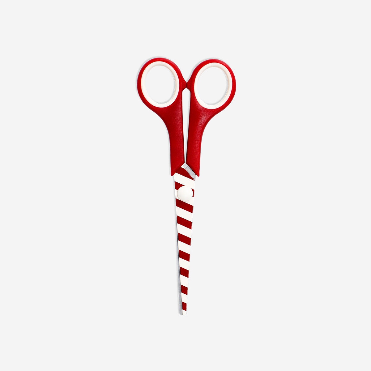 Candy cane striped scissors from Flying Tiger Copenhagen, 17 cm office scissors with red and white candy cane pattern.