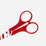 Flying Tiger Copenhagen candy cane striped office scissors, 17 cm, with red and white handle and sharp blades for precise cutting.