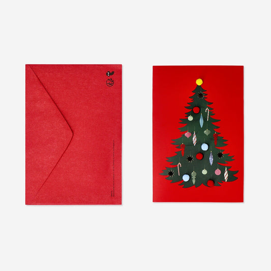 Navidad Tarjeta de felicitación de árbol con pompones