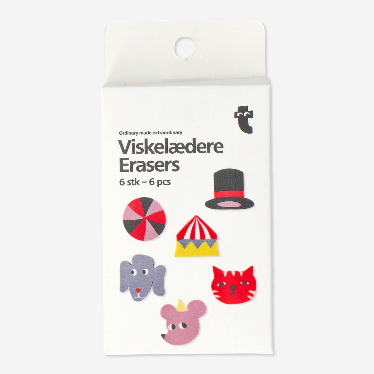 Circus themed erasers. 6 pcs Office Flying Tiger Copenhagen 
