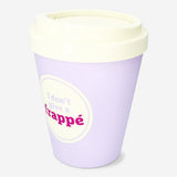 Flying Tiger Copenhagen office coffee mug-shaped push bin, black plastic waste bin with lid designed like a coffee mug.