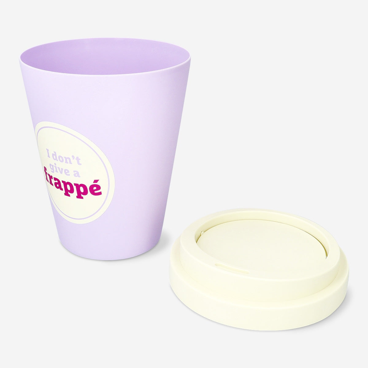 Flying Tiger Copenhagen office coffee mug-shaped push bin, grey plastic waste bin with a mug design for desk or office use.