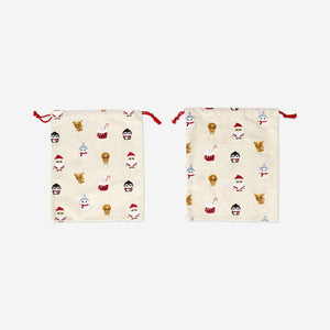 Set of two cotton gift bags with Christmas icons, ideal for office gifts, from Flying Tiger Copenhagen.