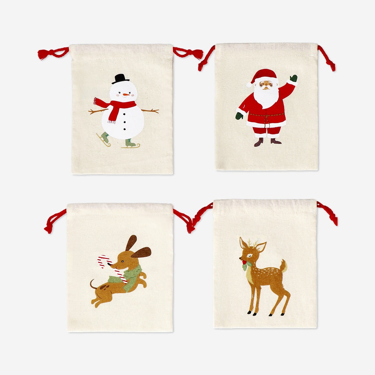 Draw string gift bags with Christmas characters - 4 pcs Office Flying Tiger Copenhagen 