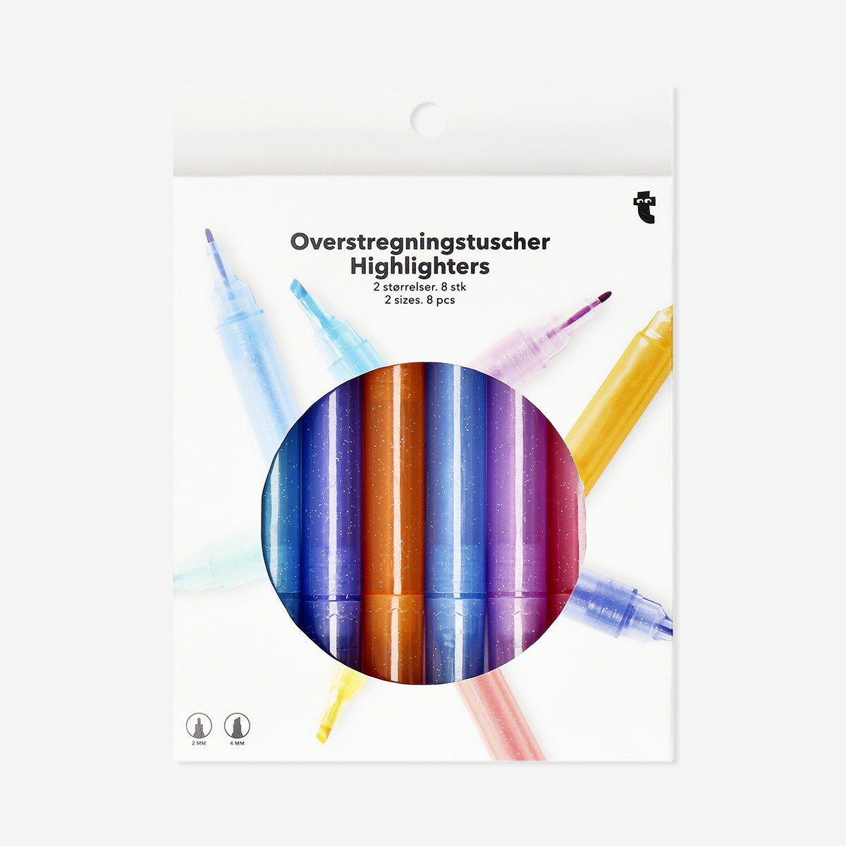 Dual tip highlighters in 2 sizes - 8 pcs - Flying Tiger Copenhagen