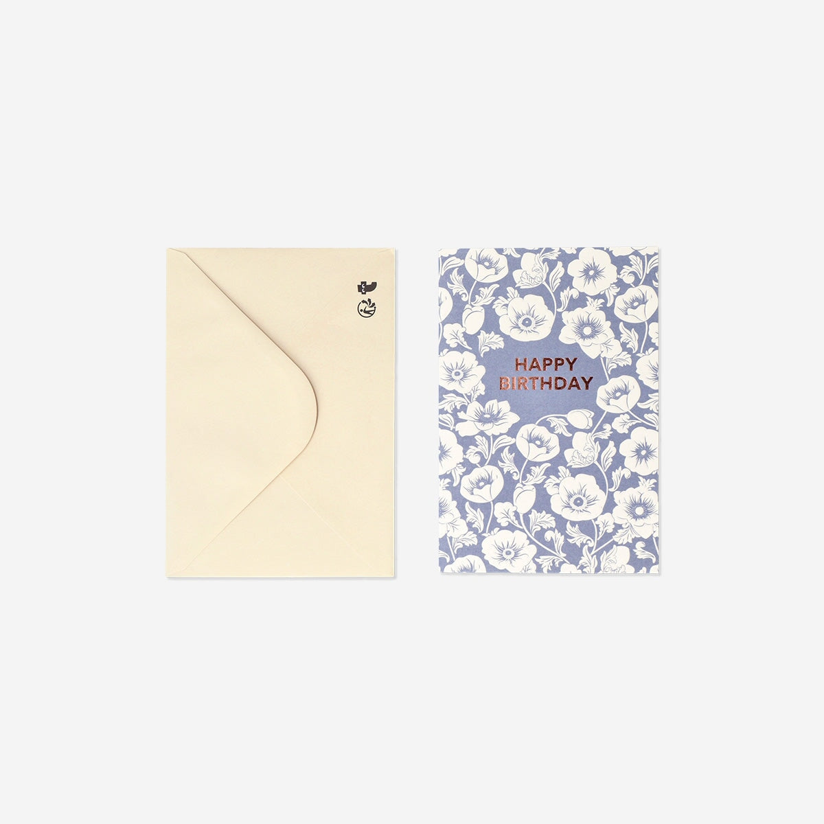 Flying Tiger Copenhagen floral birthday card with colorful flower design, perfect for office birthday greetings.