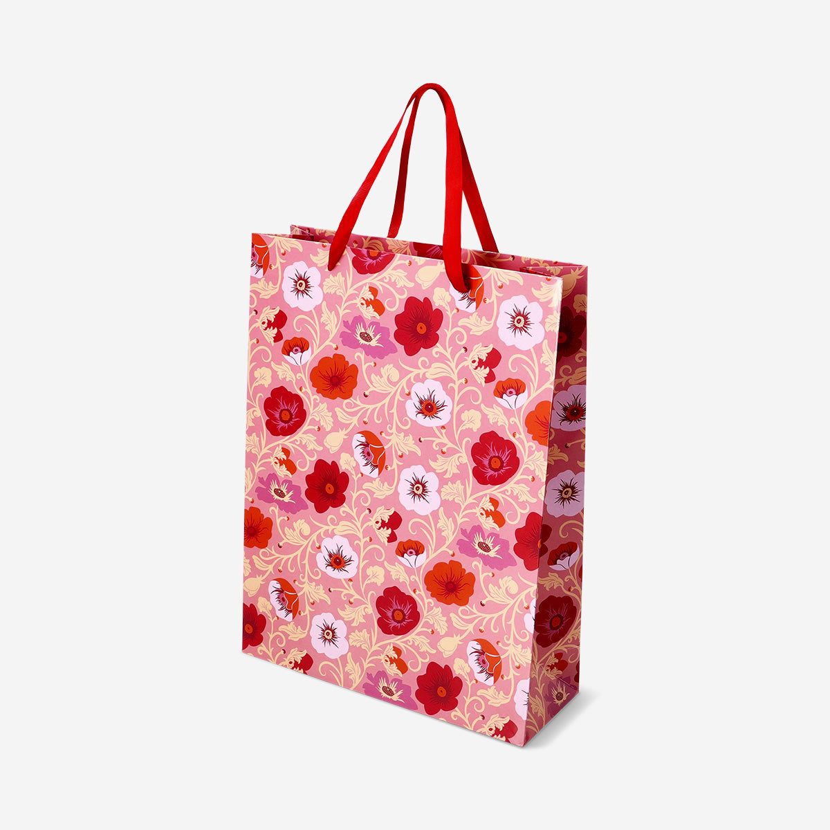Floral gift bag with ribbon handle