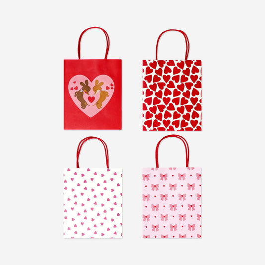 Bolsas de regalo con corazones - 4 piezas