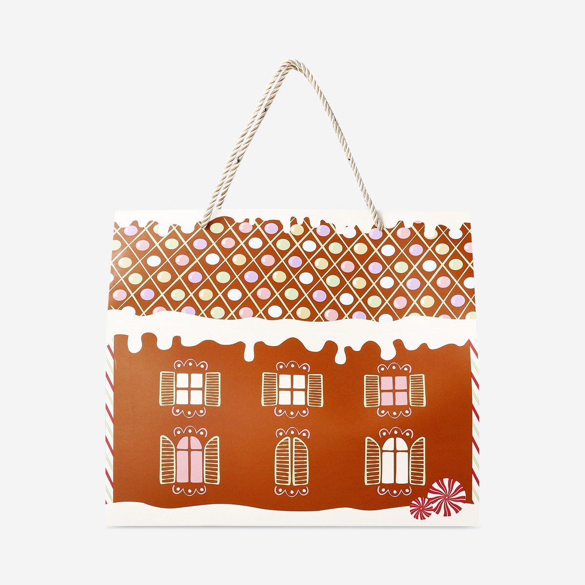 Flying Tiger Copenhagen gingerbread house gift box, 30 cm, office-themed decorative packaging for festive treats.