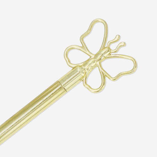 Gold ballpoint pen with butterfly