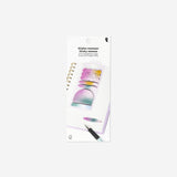 Colorful gradient sticky memos for office use, branded Flying Tiger Copenhagen, arranged on a desk for note-taking and organization.