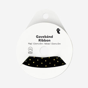 Green velvet ribbon with gold dots, 5 meters, from Flying Tiger Copenhagen, suitable for office or craft decorations.