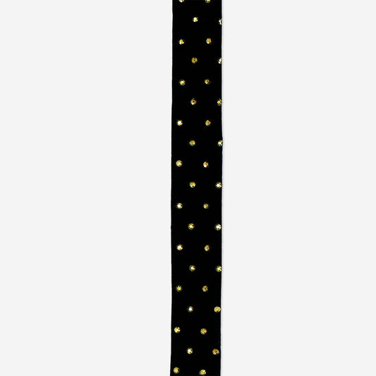 Green velvet ribbon with gold dots - 5 m