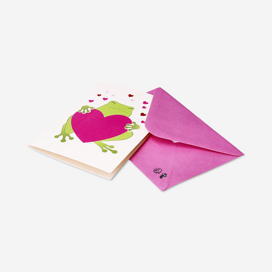 Greetings card with heart and frog