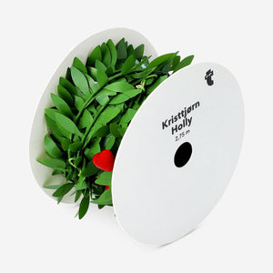 Flying Tiger Copenhagen Holly garland ribbon, 3 meters, decorative green and red holiday ribbon for office or festive decor.