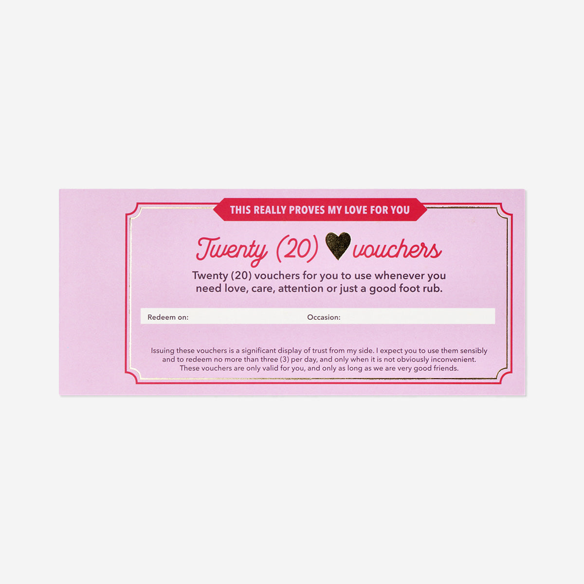 Love vouchers - English