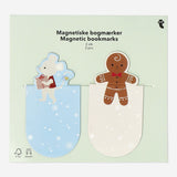 Set of two Flying Tiger Copenhagen magnetic Christmas bookmarks for office use, featuring festive holiday designs.