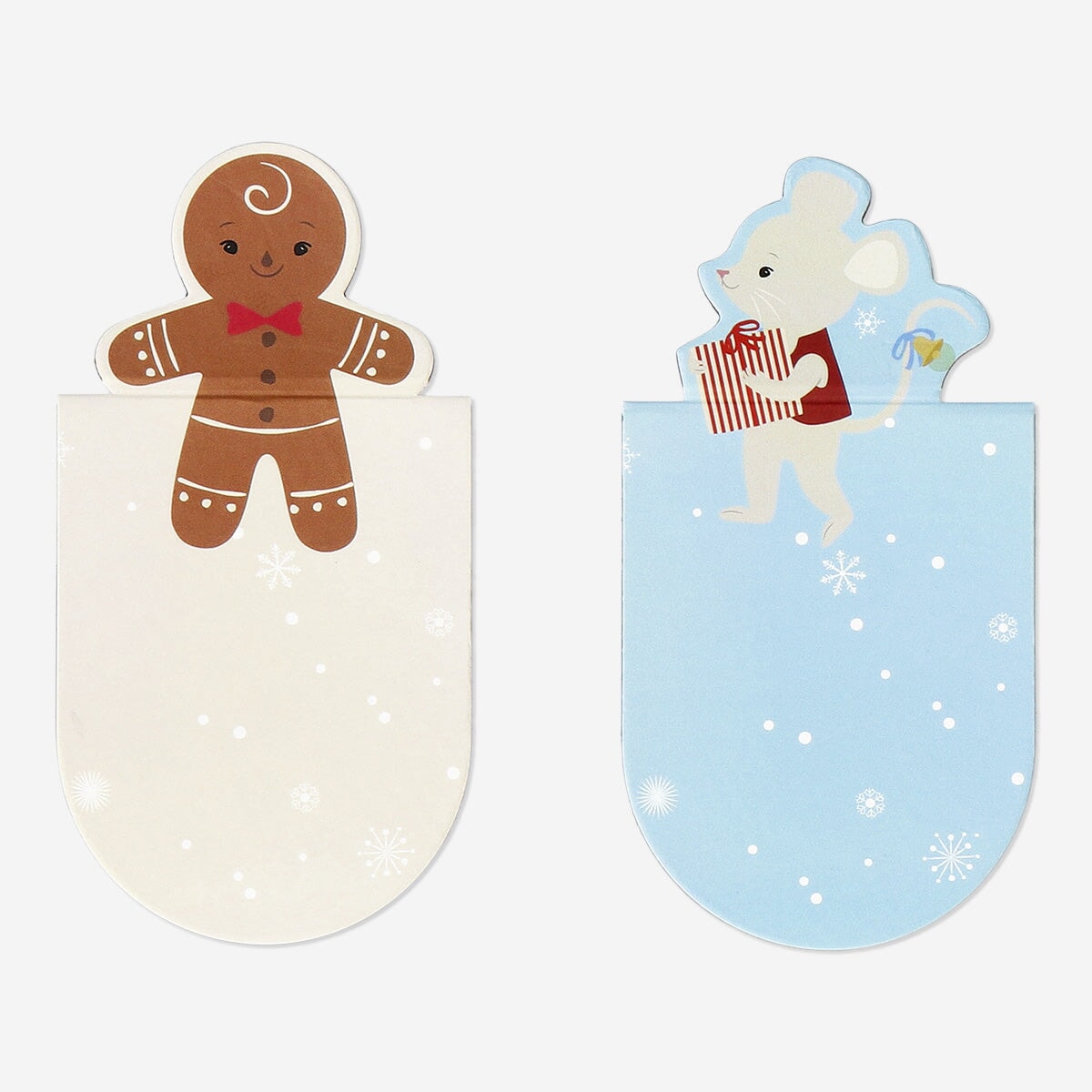 Two magnetic Christmas bookmarks from Flying Tiger Copenhagen, festive office accessories for marking pages during holiday reading.