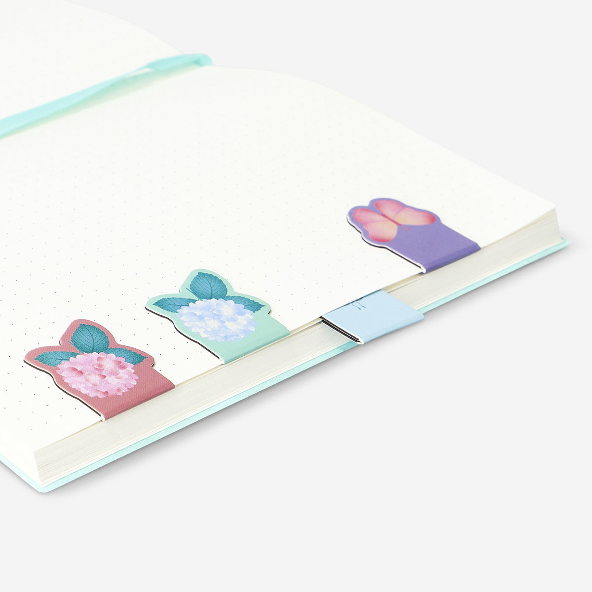 Magnetic hydrangea and butterfly bookmarks - 4 pcs