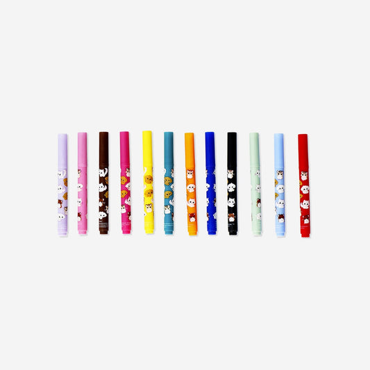 Markers with animal icons - 12 pcs