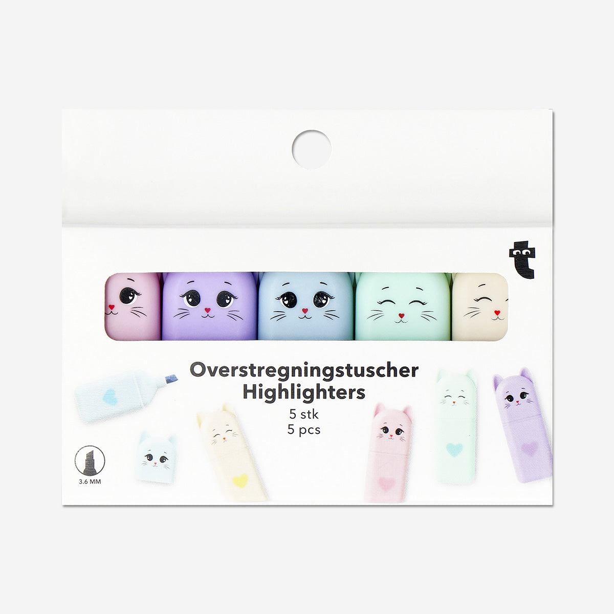 Mini resaltadores de gato - 5 piezas