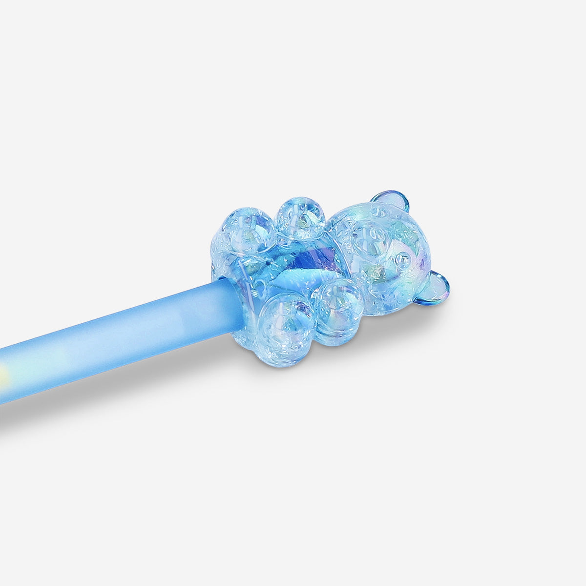 Multi coloured gen pen with blue gummy bear topper