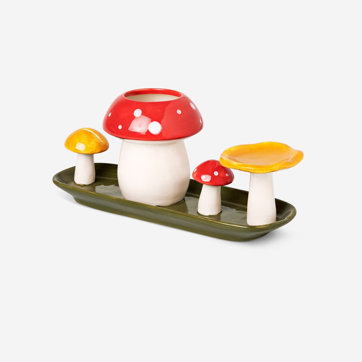 Flying Tiger Copenhagen mushroom-shaped office pencil holder with a whimsical mushroom design in natural colors.