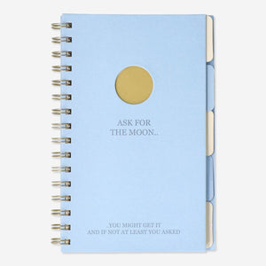A5 Flying Tiger Copenhagen office notebook with colorful page markers and lined pages for note-taking and organization.