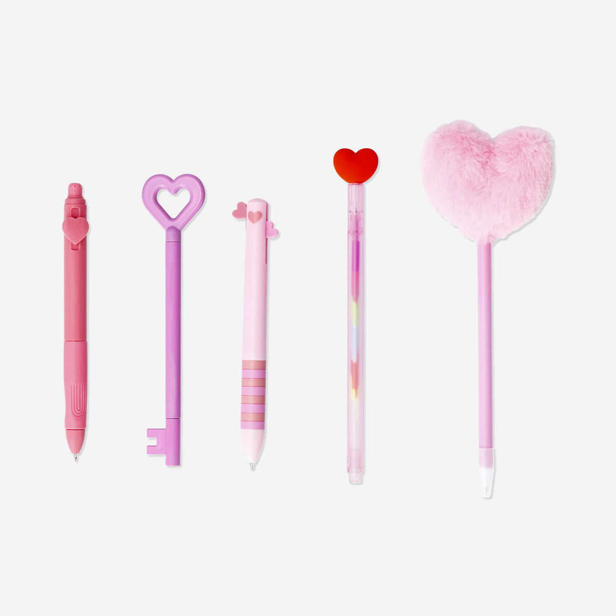 Pen pack with heart toppers - 5 pcs