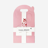 Pink gift basket with ribbon