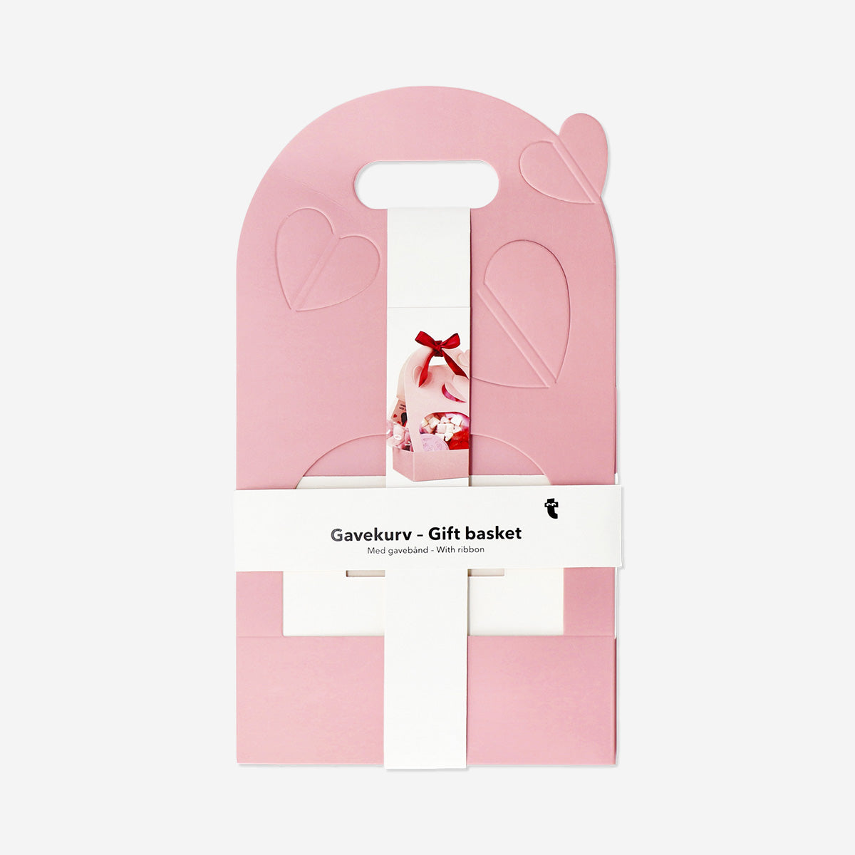 Pink gift basket with ribbon