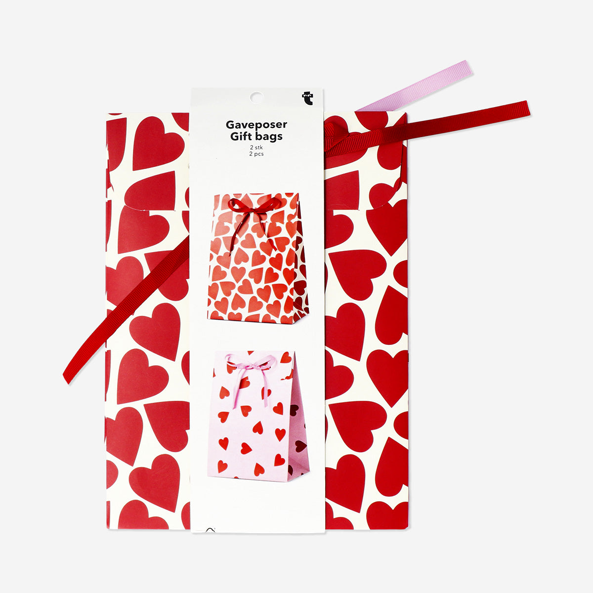 Pop up gift bags with hearts - 2 pcs