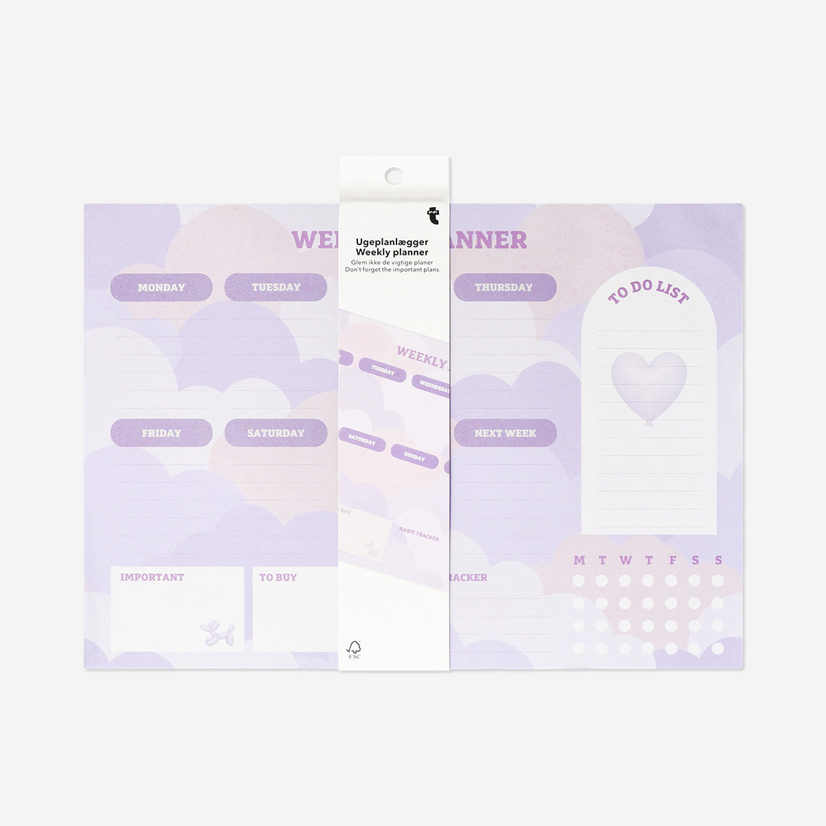 Purple weekly planner with goals