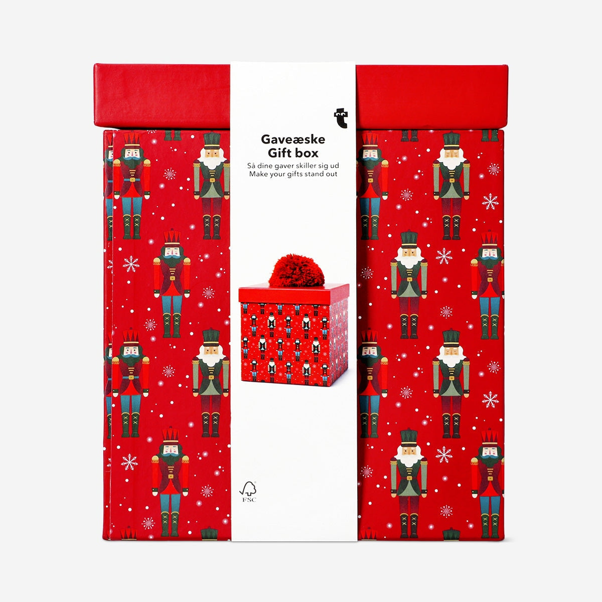 Red gift box with nutcracker motif - 16 cm Office Flying Tiger Copenhagen 