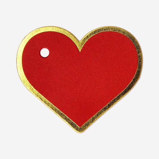 Etiquetas de regalo con forma de corazón rojo - 10 unidades