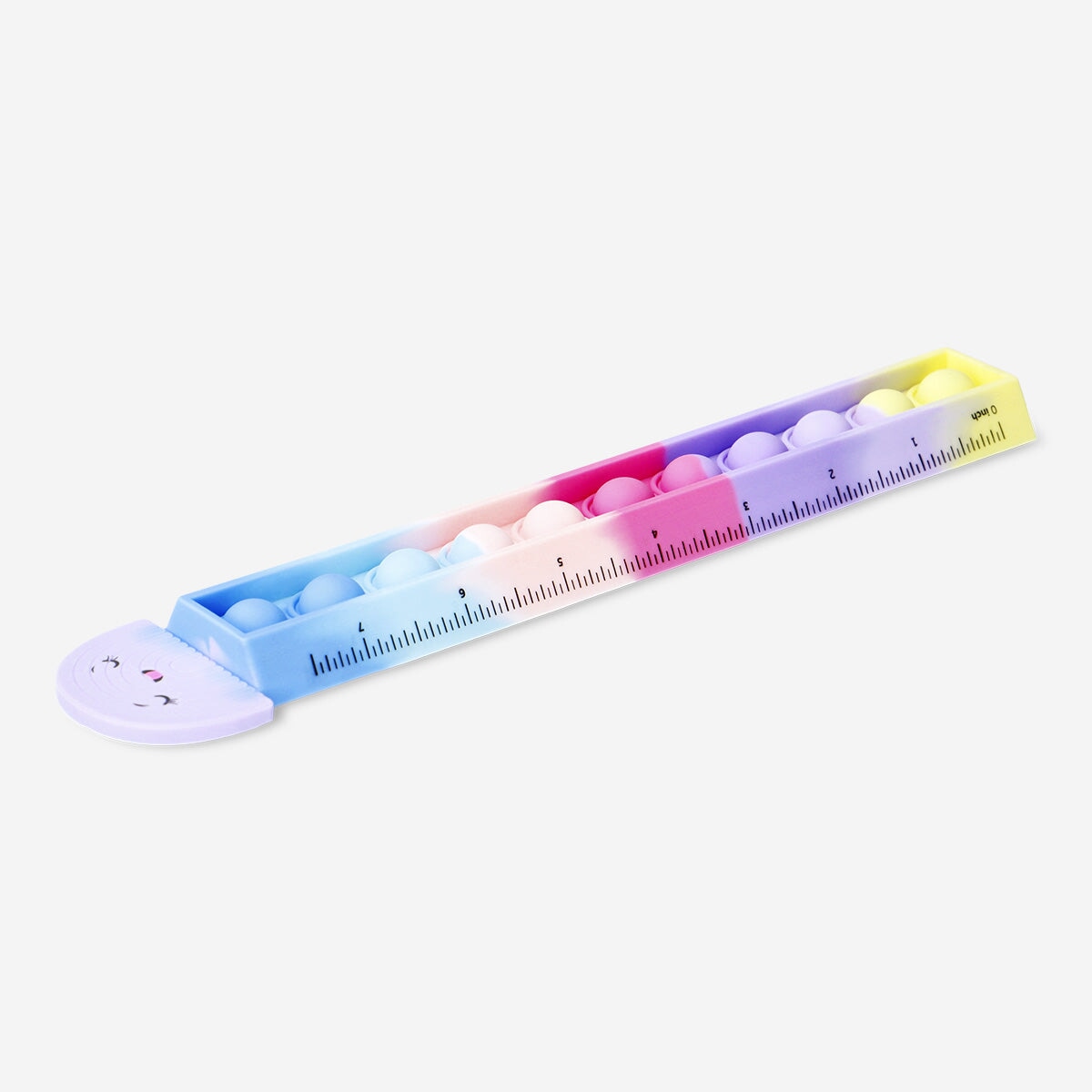 Flying Tiger Copenhagen Push Me Office Ruler, clear plastic with black measurement markings, ideal for desk use.
