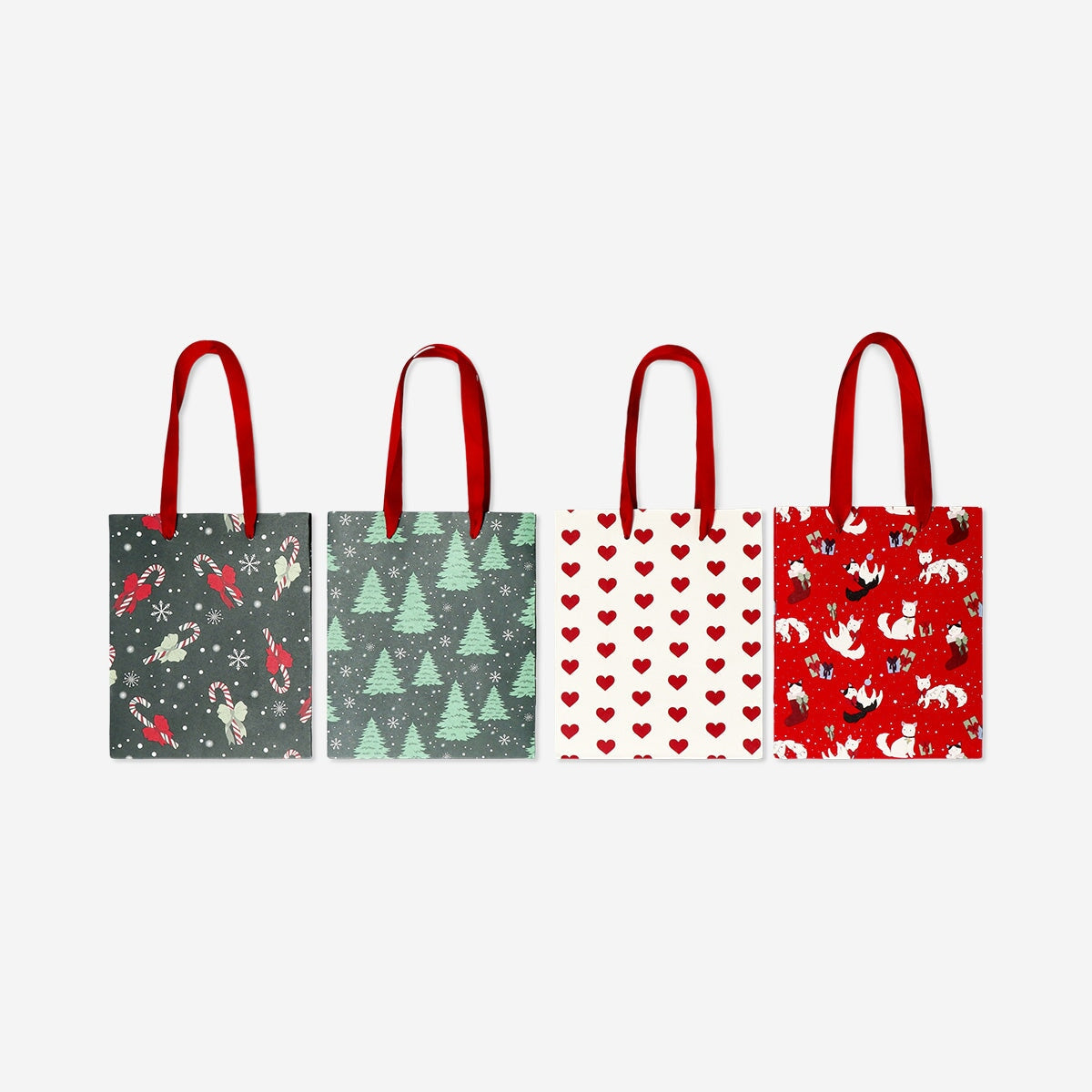 Set of gift bags with Christmas patterns - 4 pcs Office Flying Tiger Copenhagen 