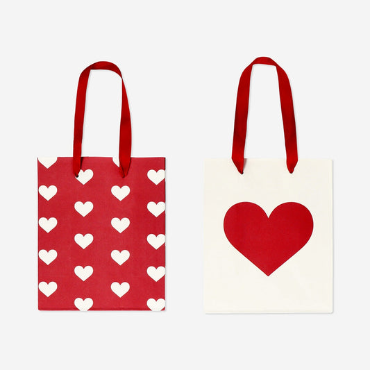 Set di sacchetti regalo con cuori - 2 pz