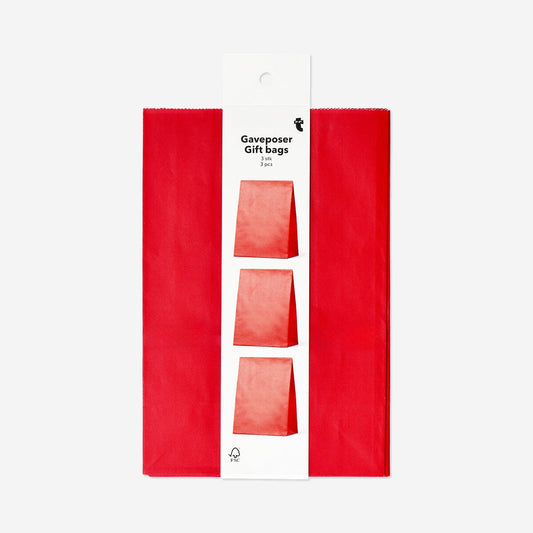 Set di sacchetti regalo in carta rossa - 3 pz