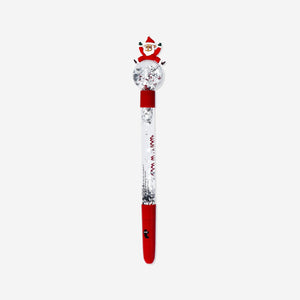 Flying Tiger Copenhagen Snowglobe Santa ballpoint pen with black ink, featuring festive holiday design for office use.