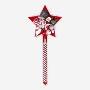 Star-shaped pencil with erasers from Flying Tiger Copenhagen, designed for office use, featuring a bright star shape and colorful erasers.