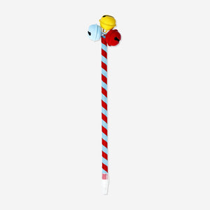 Black ink striped ballpoint pen with bells from Flying Tiger Copenhagen, ideal for office use.